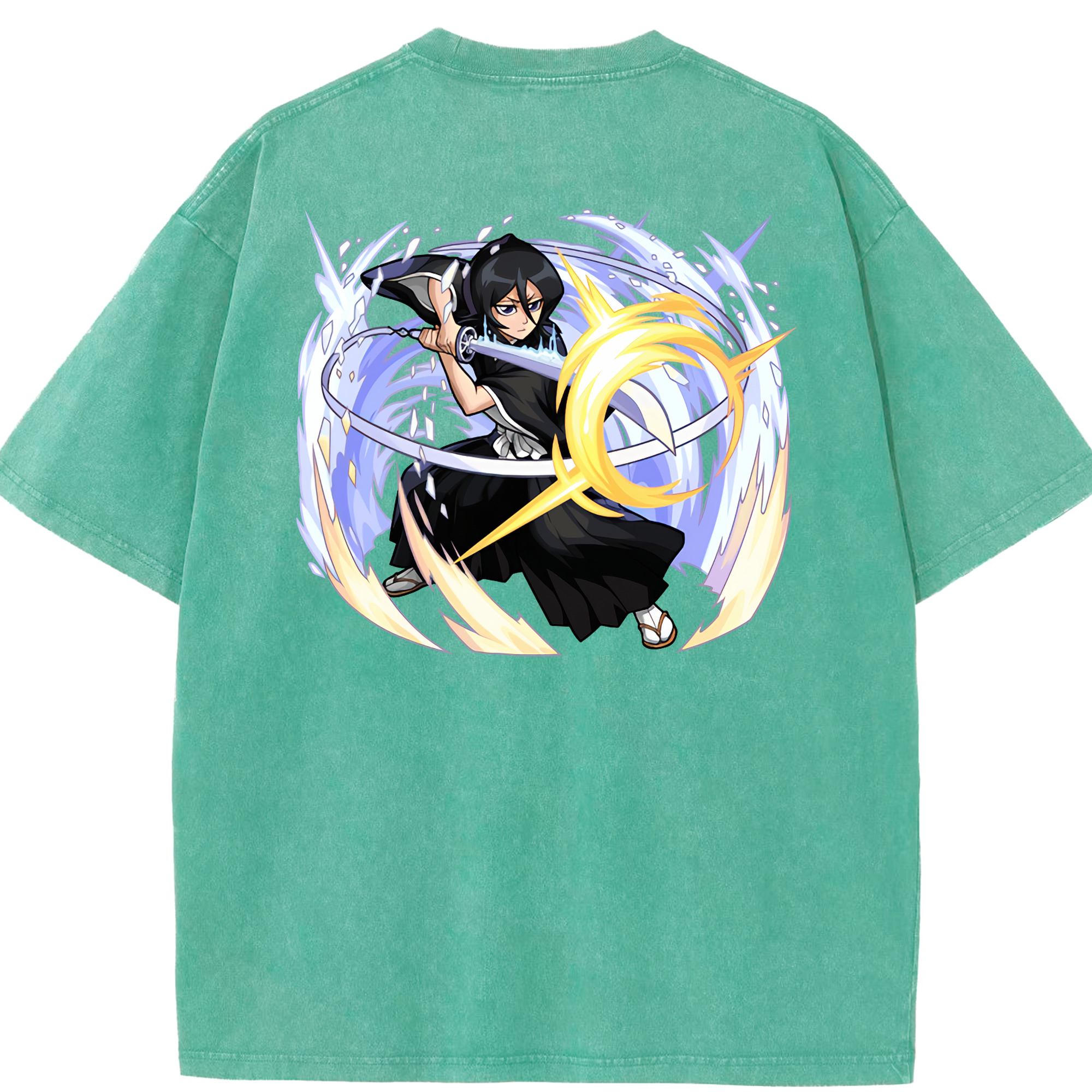 （画像用） ブリーチ 朽木ルキア BLEACH Kuchiki Rukia 綿100% ヴィンテージ風 半袖Tシャツ（背面プリント）